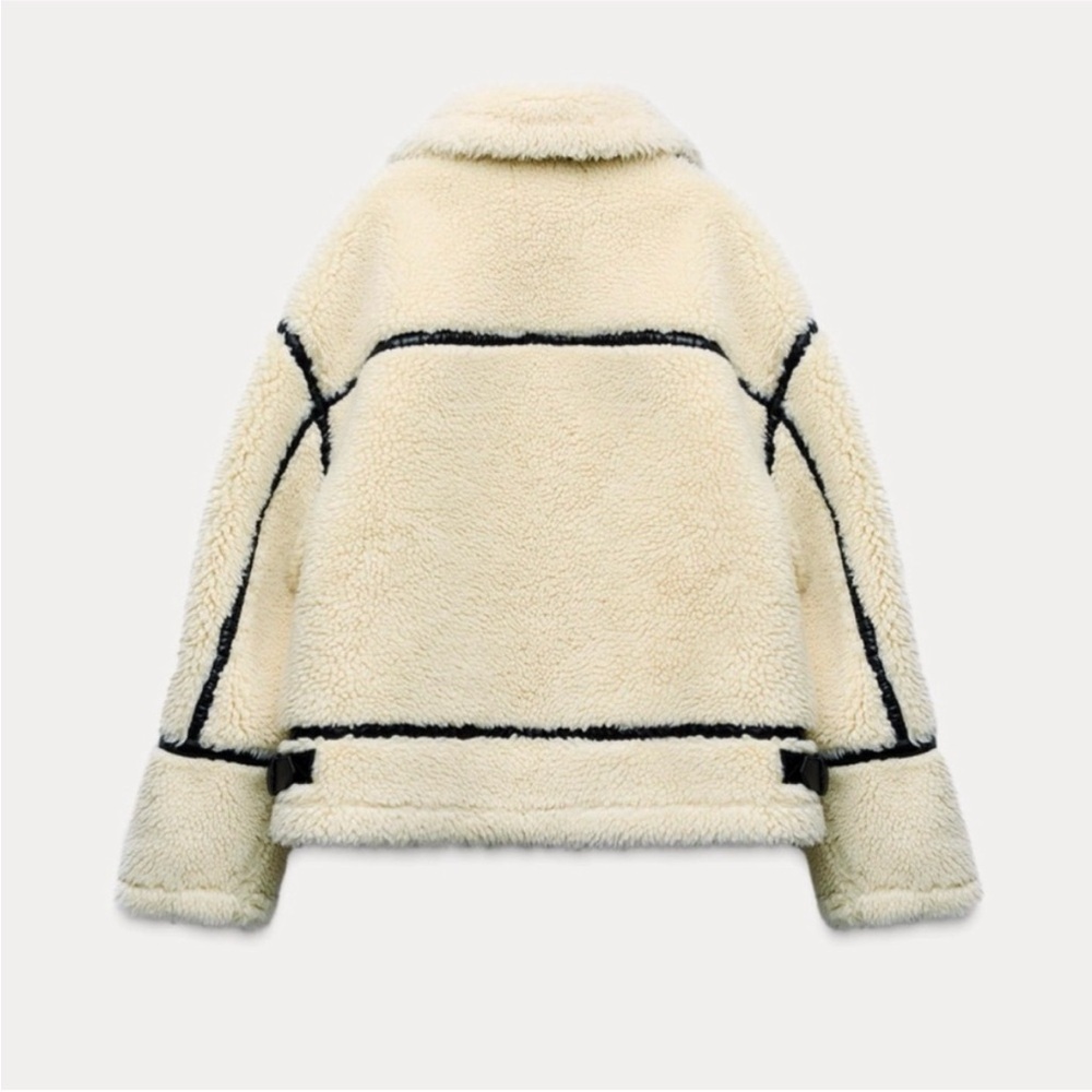 Zara faux fur biker jacket EUC large - Picture 2 of 7